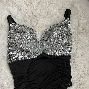 Black sequined ruched dress size Small